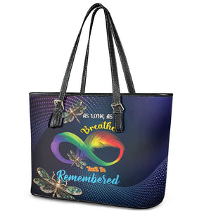 As Long As I Breathe You'll Be Remembered Leather Tote Bag Luxury Dragonfly - Feather Infinity