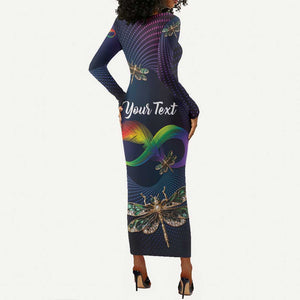 Personalized As Long As I Breathe You'll Be Remembered Long Sleeve Bodycon Dress Luxury Dragonfly - Feather Infinity