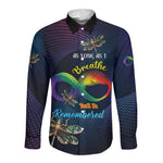 Personalized As Long As I Breathe You'll Be Remembered Long Sleeve Button Shirt Luxury Dragonfly - Feather Infinity