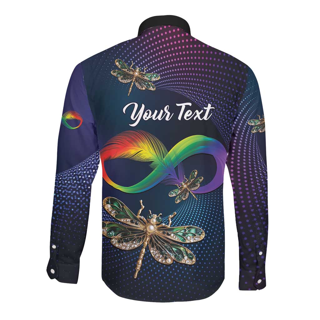 Personalized As Long As I Breathe You'll Be Remembered Long Sleeve Button Shirt Luxury Dragonfly - Feather Infinity
