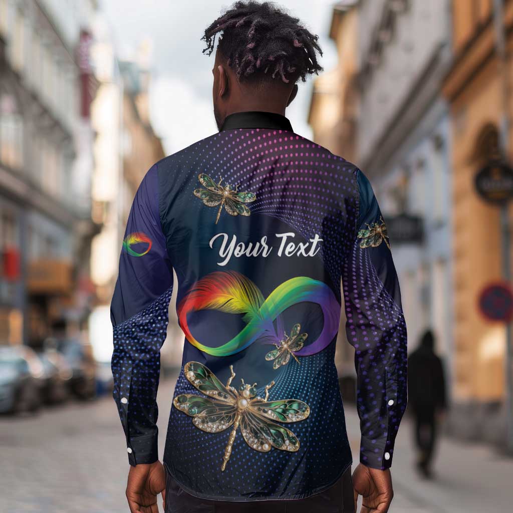 Personalized As Long As I Breathe You'll Be Remembered Long Sleeve Button Shirt Luxury Dragonfly - Feather Infinity