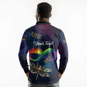 Personalized As Long As I Breathe You'll Be Remembered Long Sleeve Polo Shirt Luxury Dragonfly - Feather Infinity