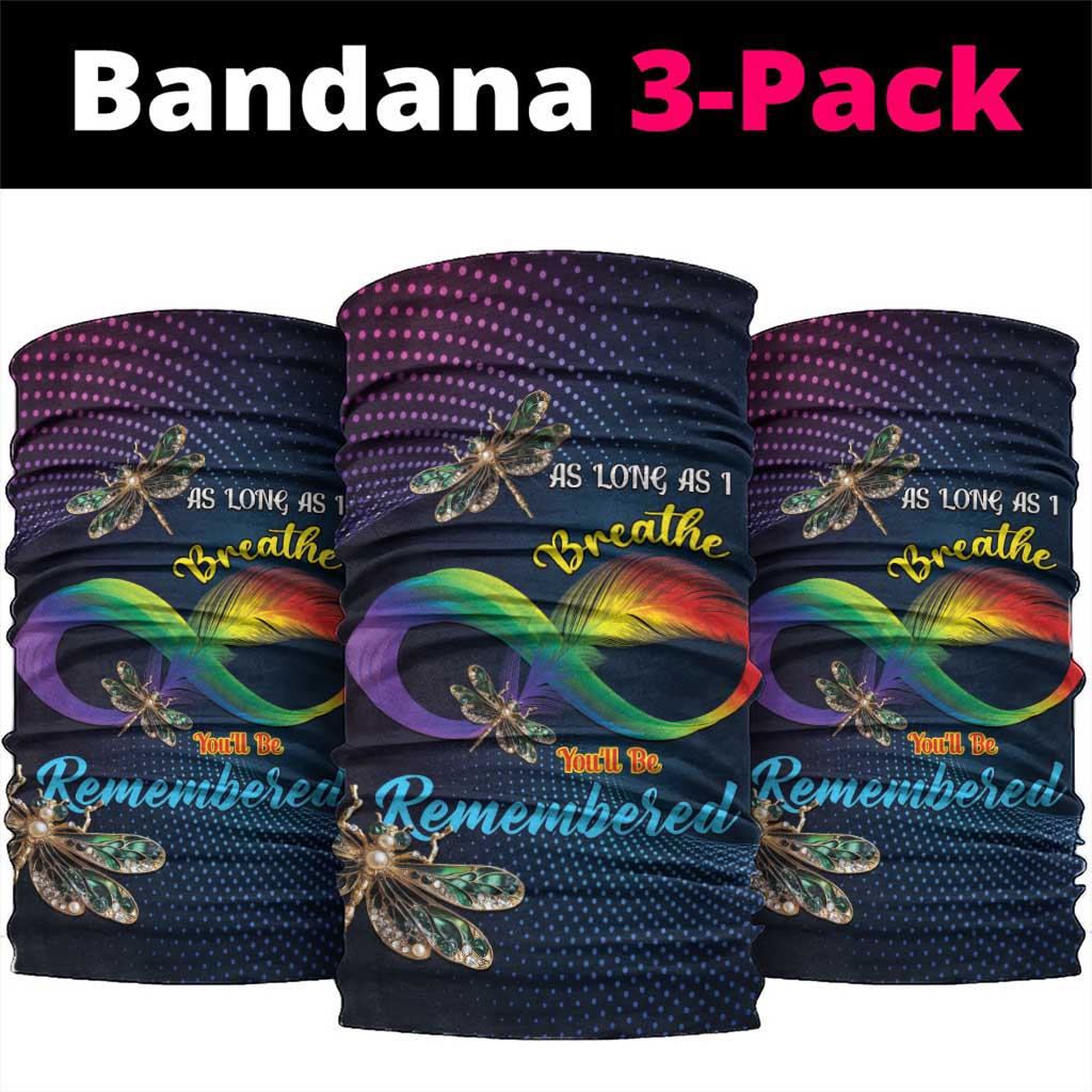 As Long As I Breathe You'll Be Remembered Neck Gaiter Luxury Dragonfly - Feather Infinity LT01