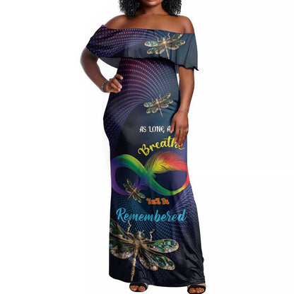 Personalized As Long As I Breathe You'll Be Remembered Off Shoulder Maxi Dress Luxury Dragonfly - Feather Infinity
