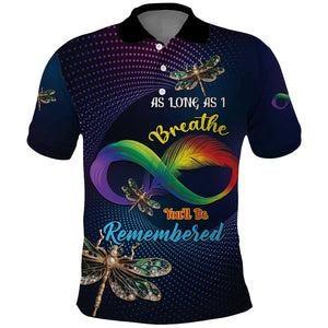 Personalized As Long As I Breathe You'll Be Remembered Polo Shirt Luxury Dragonfly - Feather Infinity