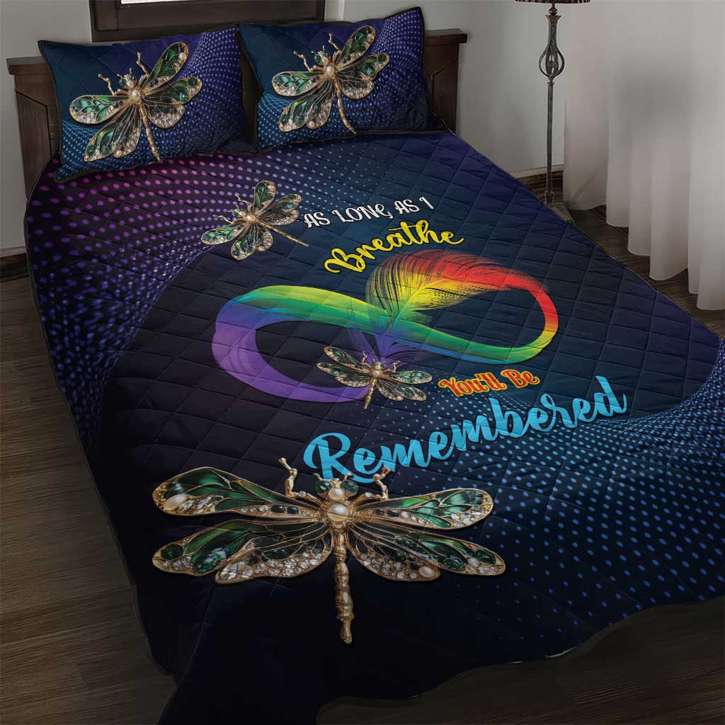 As Long As I Breathe You'll Be Remembered Quilt Bed Set Luxury Dragonfly - Feather Infinity