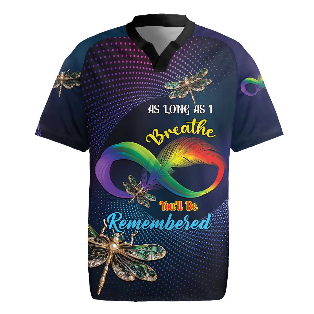 Personalized As Long As I Breathe You'll Be Remembered Rugby Jersey Luxury Dragonfly - Feather Infinity