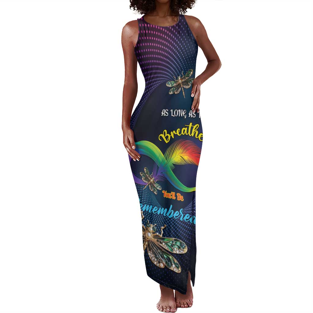 Personalized As Long As I Breathe You'll Be Remembered Tank Maxi Dress Luxury Dragonfly - Feather Infinity