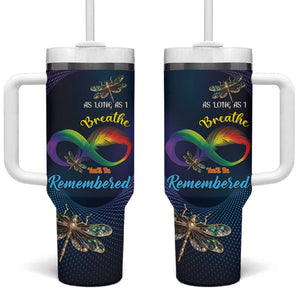 As Long As I Breathe You'll Be Remembered Tumbler With Handle Luxury Dragonfly - Feather Infinity