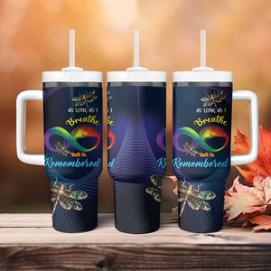 As Long As I Breathe You'll Be Remembered Tumbler With Handle Luxury Dragonfly - Feather Infinity