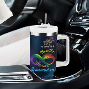 As Long As I Breathe You'll Be Remembered Tumbler With Handle Luxury Dragonfly - Feather Infinity