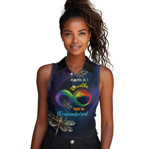 Personalized As Long As I Breathe You'll Be Remembered Women Sleeveless Polo Shirt Luxury Dragonfly - Feather Infinity