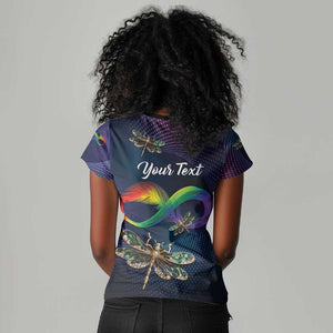 Personalized As Long As I Breathe You'll Be Remembered Women V-Neck T-Shirt Luxury Dragonfly - Feather Infinity