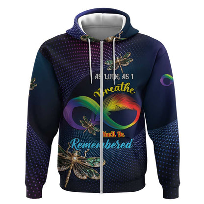 Personalized As Long As I Breathe You'll Be Remembered Zip Hoodie Luxury Dragonfly - Feather Infinity