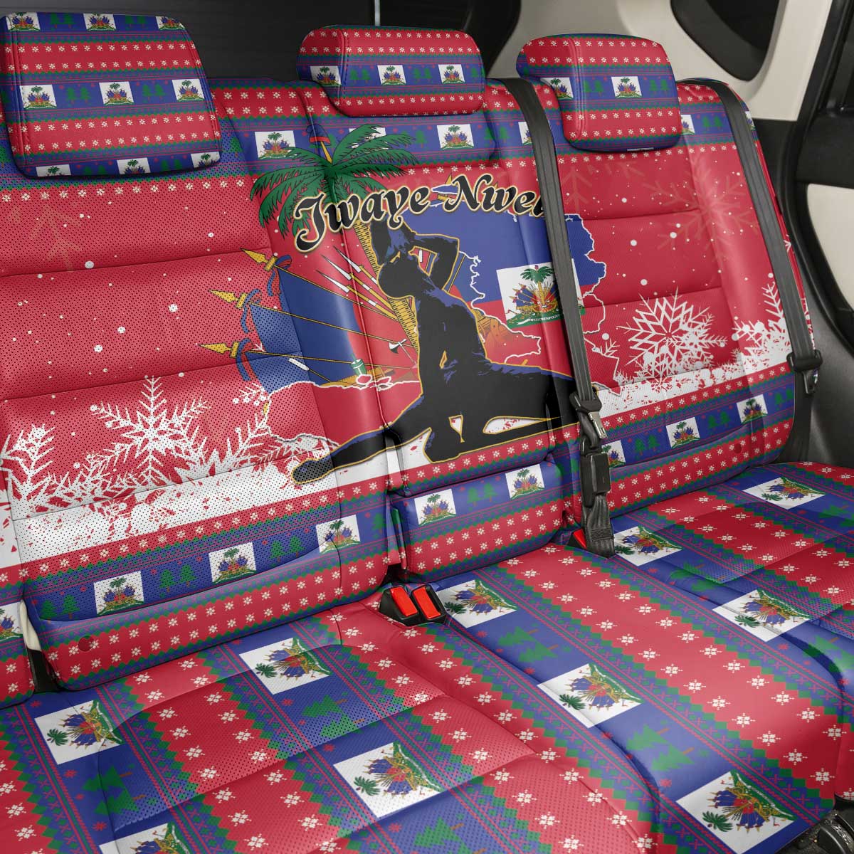 Ayiti Jwaye Nwel Back Car Seat Cover Haiti Merry Christmas - African Pride