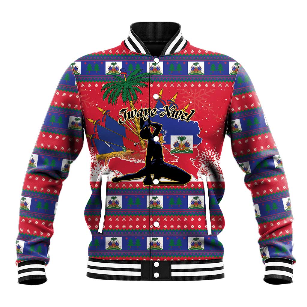 Personalized Ayiti Jwaye Nwel Baseball Jacket Haiti Merry Christmas - African Pride