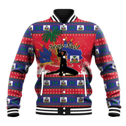Personalized Ayiti Jwaye Nwel Baseball Jacket Haiti Merry Christmas - African Pride