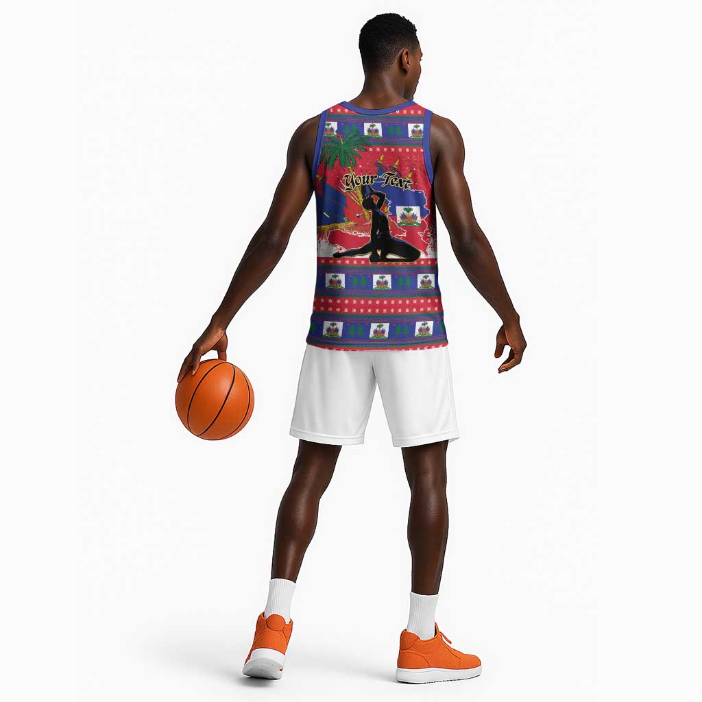 Personalized Ayiti Jwaye Nwel Basketball Jersey Haiti Merry Christmas - African Pride