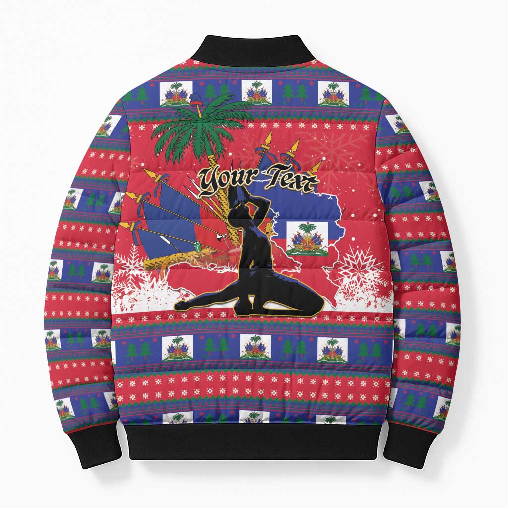 Personalized Ayiti Jwaye Nwel Bomber Puffer Jacket Haiti Merry Christmas