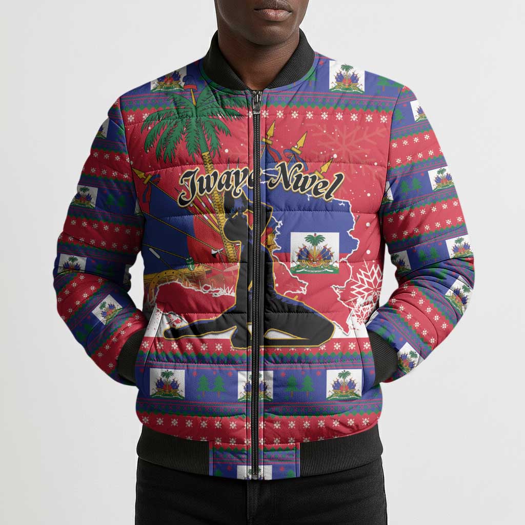 Personalized Ayiti Jwaye Nwel Bomber Puffer Jacket Haiti Merry Christmas