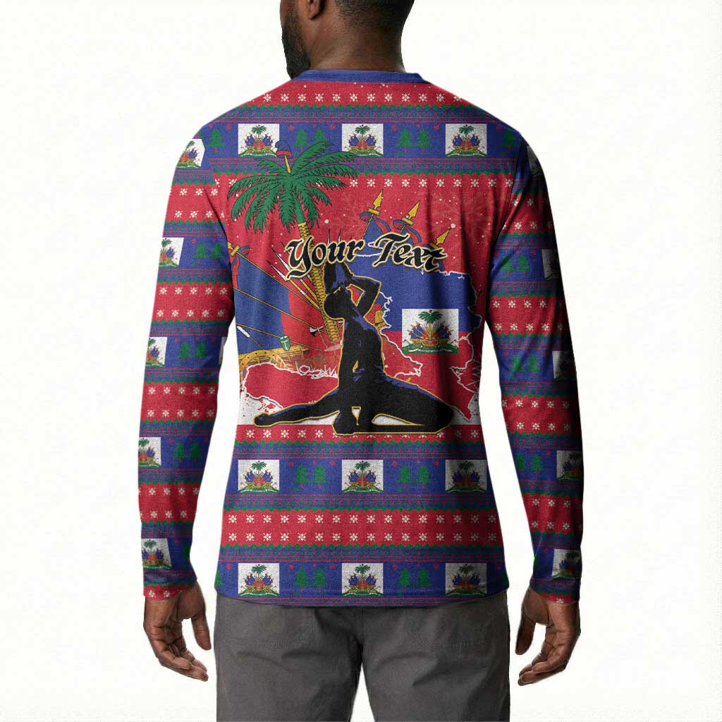 Personalized Ayiti Jwaye Nwel Button Sweatshirt Haiti Merry Christmas