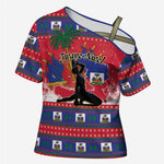 Personalized Ayiti Jwaye Nwel Cross Shoulder Shirt Haiti Merry Christmas