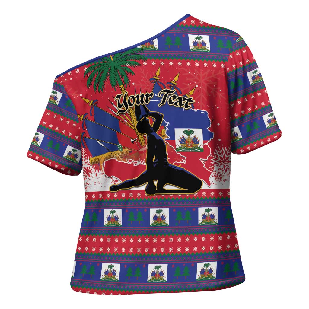 Personalized Ayiti Jwaye Nwel Cross Shoulder Shirt Haiti Merry Christmas