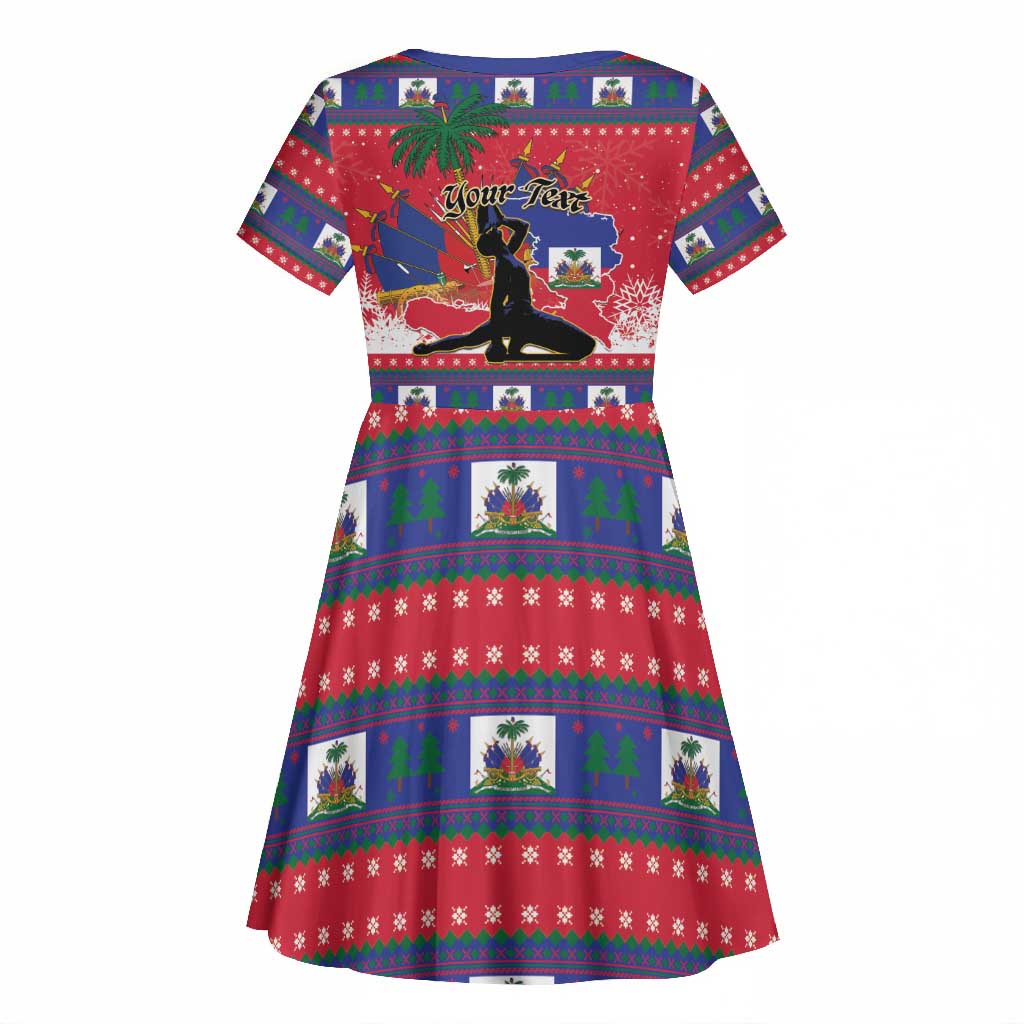 Personalized Ayiti Jwaye Nwel Kid Short Sleeve Dress Haiti Merry Christmas LT01