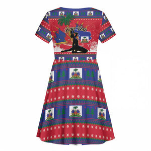 Personalized Ayiti Jwaye Nwel Kid Short Sleeve Dress Haiti Merry Christmas LT01