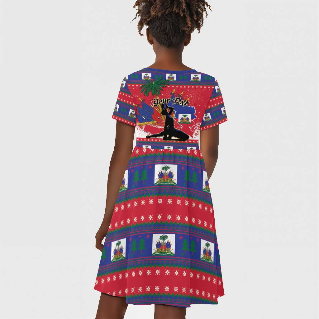 Personalized Ayiti Jwaye Nwel Kid Short Sleeve Dress Haiti Merry Christmas LT01