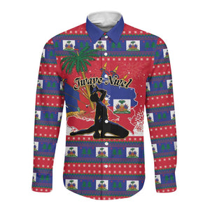 Personalized Ayiti Jwaye Nwel Long Sleeve Button Shirt Haiti Merry Christmas - African Pride