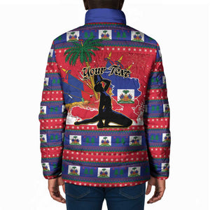 Personalized Ayiti Jwaye Nwel Padded Jacket Haiti Merry Christmas