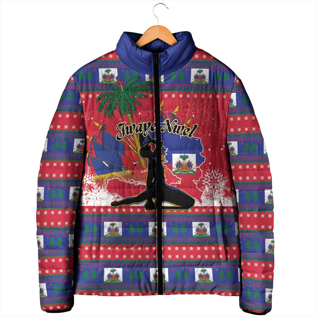Personalized Ayiti Jwaye Nwel Padded Jacket Haiti Merry Christmas