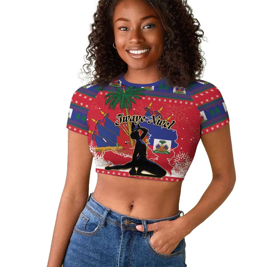 Personalized Ayiti Jwaye Nwel Raglan Cropped T shirt Haiti Merry Christmas LT01