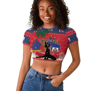 Personalized Ayiti Jwaye Nwel Raglan Cropped T shirt Haiti Merry Christmas LT01