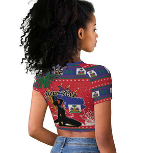 Personalized Ayiti Jwaye Nwel Raglan Cropped T shirt Haiti Merry Christmas LT01