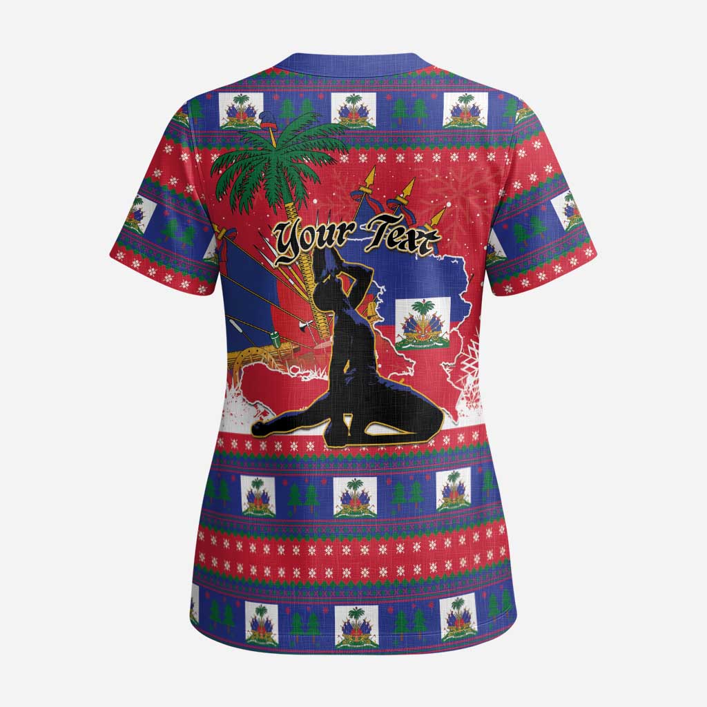 Personalized Ayiti Jwaye Nwel Scrub Top Haiti Merry Christmas - African Pride