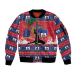 Personalized Ayiti Jwaye Nwel Sleeve Zip Bomber Jacket Haiti Merry Christmas - African Pride