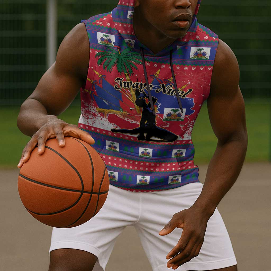 Personalized Ayiti Jwaye Nwel Sleeveless Hoodie Haiti Merry Christmas - African Pride
