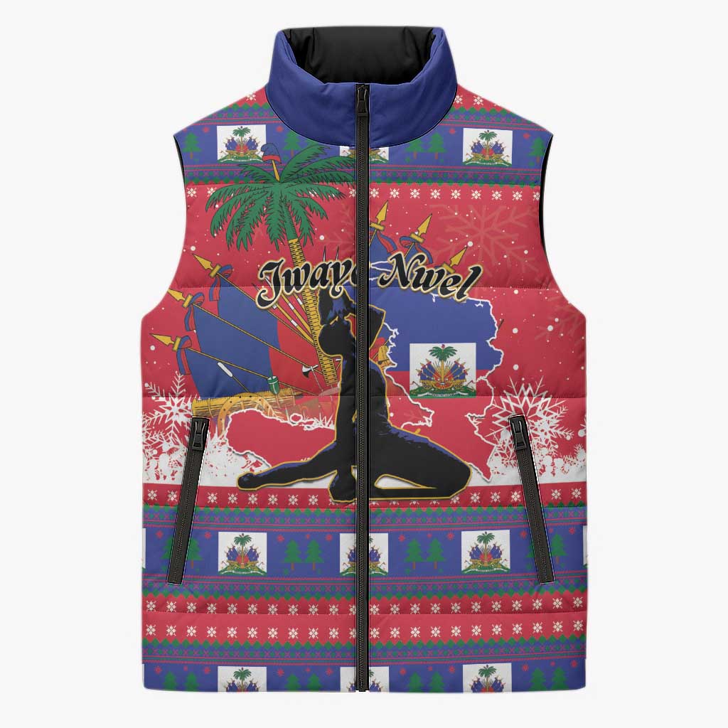 Personalized Ayiti Jwaye Nwel Sleeveless Puffer Jacket Haiti Merry Christmas