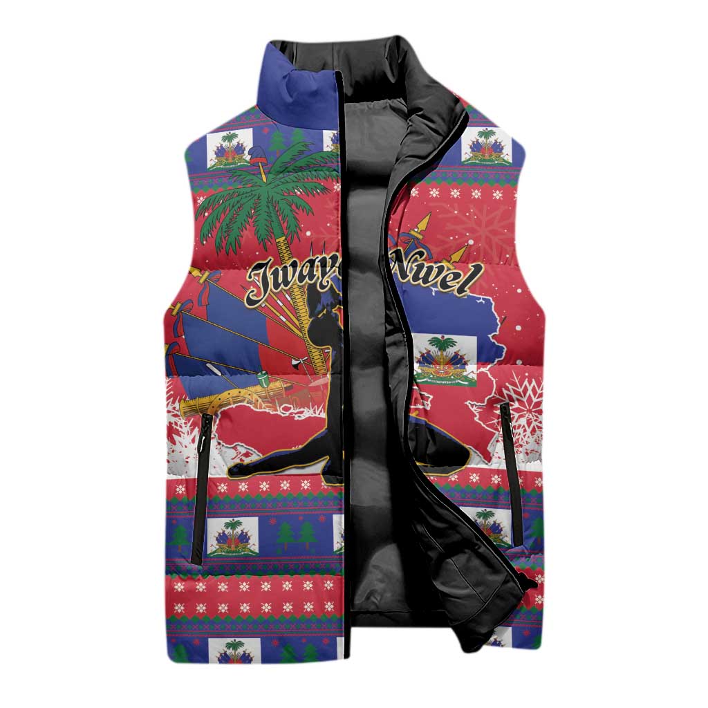 Personalized Ayiti Jwaye Nwel Sleeveless Puffer Jacket Haiti Merry Christmas