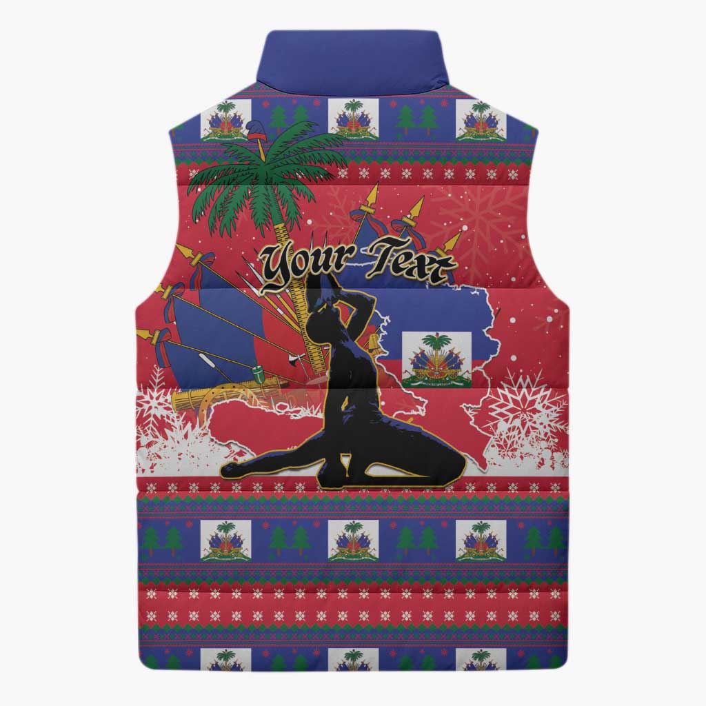 Personalized Ayiti Jwaye Nwel Sleeveless Puffer Jacket Haiti Merry Christmas