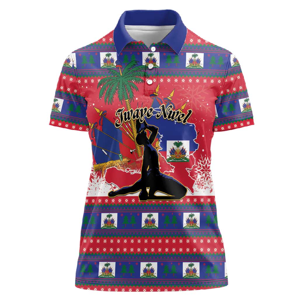 Personalized Ayiti Jwaye Nwel Women Polo Shirt Haiti Merry Christmas LT01
