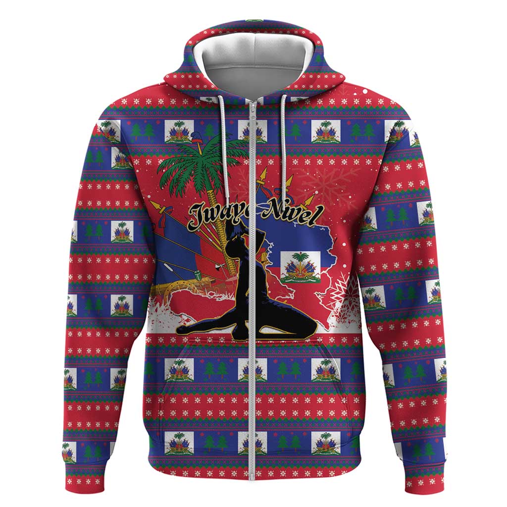 Personalized Ayiti Jwaye Nwel Zip Hoodie Haiti Merry Christmas - African Pride