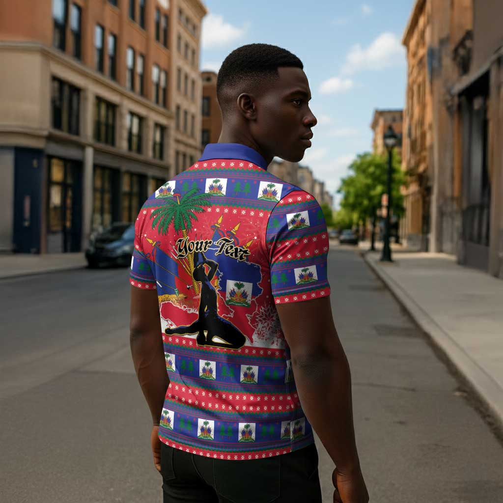 Personalized Ayiti Jwaye Nwel Zipper Polo Shirt Haiti Merry Christmas