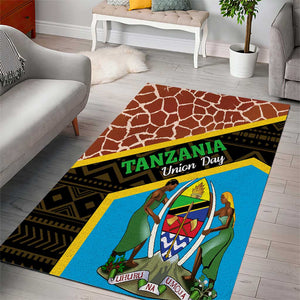 Tanzania Union Day 2024 Area Rug Uhuru na Umoja Giraffe Pattern