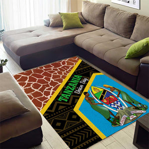 Tanzania Union Day 2024 Area Rug Uhuru na Umoja Giraffe Pattern