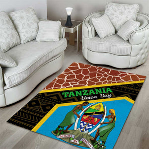 Tanzania Union Day 2024 Area Rug Uhuru na Umoja Giraffe Pattern