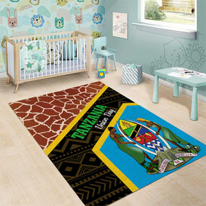 Tanzania Union Day 2024 Area Rug Uhuru na Umoja Giraffe Pattern