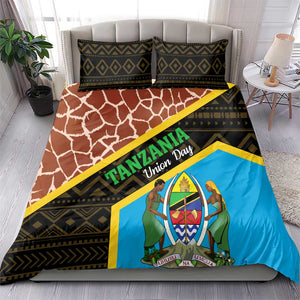 Tanzania Union Day 2024 Bedding Set Uhuru na Umoja Giraffe Pattern